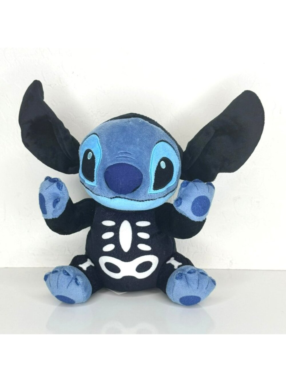 Disney Halloween Stitch Plush Toy Skeleton Costume 8" Blue Black